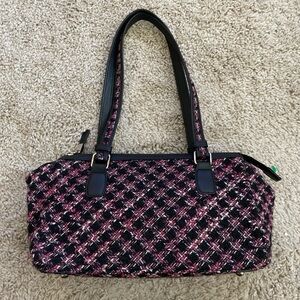 Talbots Women's Y2K top handle satchel woven tweed wool blend shoulder/Handbag
